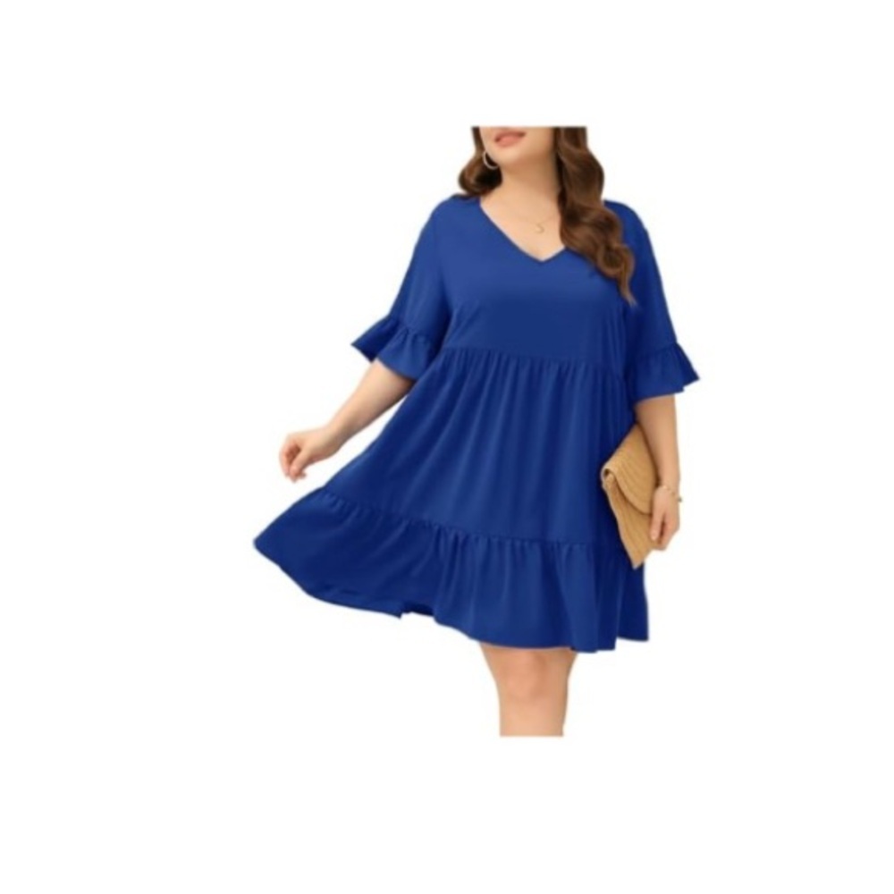 Blue Ruffle Sleeve Dress